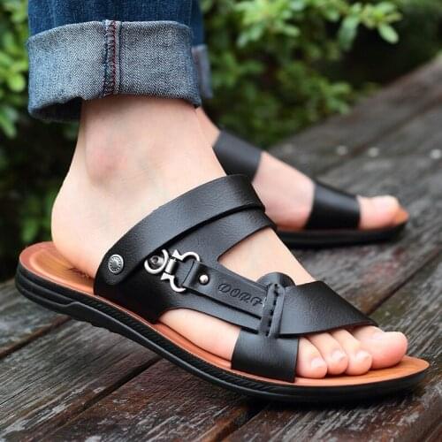Mens New Summer Mens Open-toed Sandals Fashion Trend Beach Shoes Slippers Mens Sandals Mens Sandals Summer Leather Sandals