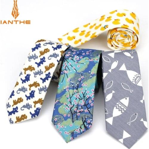 Mens Suit Animal Pattern Tie Classic Mens Printed Necktie Formal Business Anchor Bowknots Ties Male Cotton Skinny Slim Ties