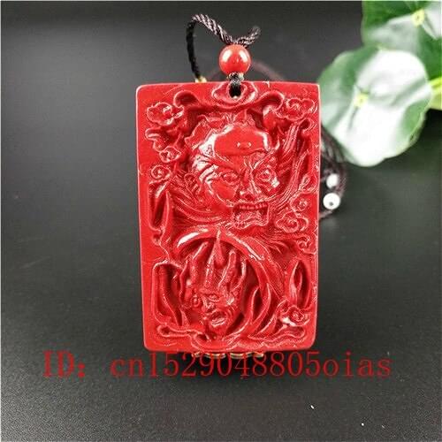 Natural Red Organic Cinnabar Stone Grim Reaper Pendant Necklace Fashion Charm Jewellery Lucky Amulet Gifts for Women Men