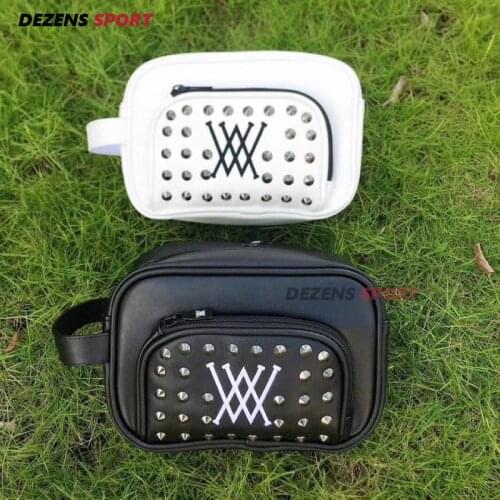 NEW ANEW Small Golf Ball Bag Mini Rivets White Black Golf Bag Portable Handbag Pack Key Marker For Man Women