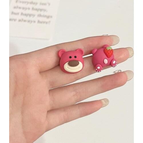 2021Korean New Cartoon Earrings Female Cute Bunny Strawberry Bear Earrings Fun Asymmetric Earrings Party Jewelry For Women Girls