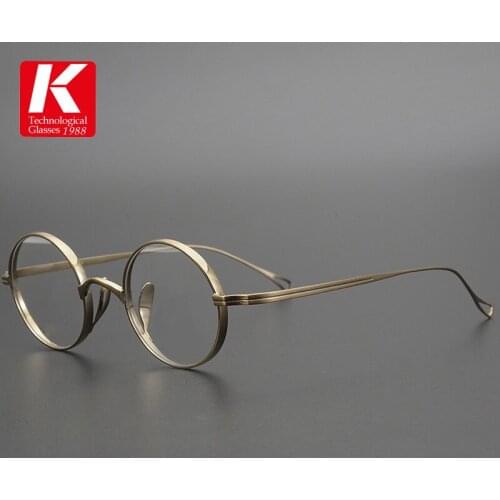 Pure Titanium Glasses Frame Round Women Japan Luxury Prescription Myopia Optical Eyeglasses Frame Retro Ultralight Small Eyewear