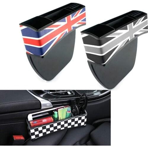 Organizer car seat gap storage case bag front seat union jack checker accessories interior for mini cooper toyora honda etc