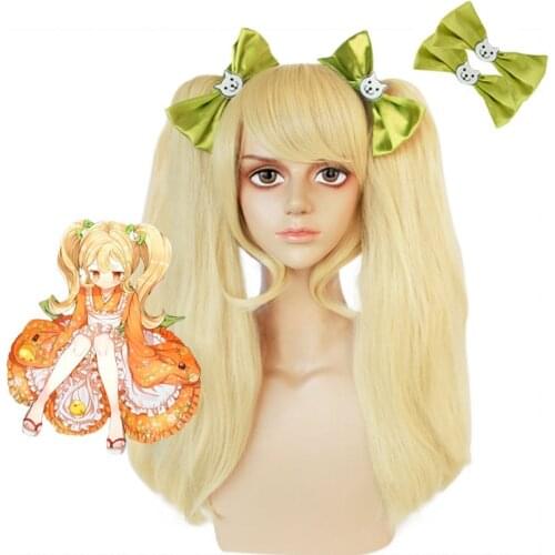 Danganronpa Saionji Hiyoko Wig With Hairpin Headwear Cosplay Costume Dangan Ronpa Synthetic Hair Women Long Ponytails Wigs