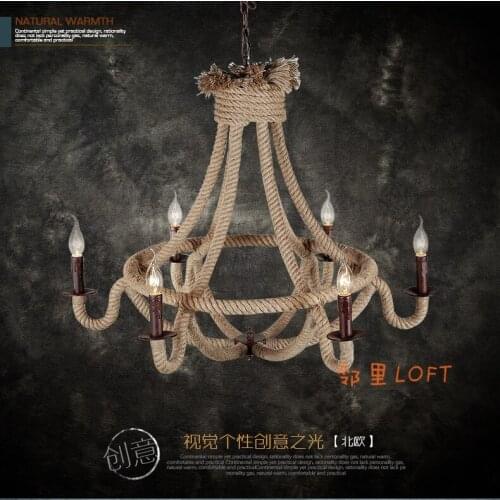 Nordic art RETRO iron rope pendant light American country living room coffee shop personalized clothing hanging light