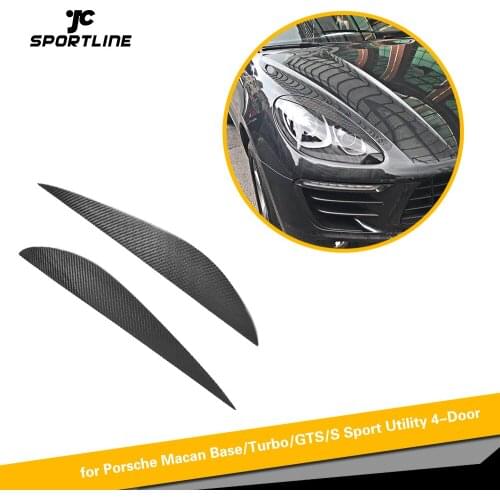 Dry Pure Carbon Dry FRP Headlight Eyebrows Sticker for Porsche Macan Base Turbo Sport Utility 4-Door 2014 2015 2016 2017 2018