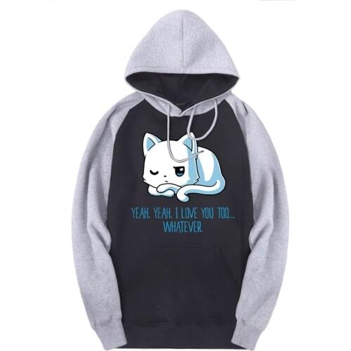 Cats Love You Sweatshirts Man Raglan Hooded New Arrival 2020 Winter Pullover Brand Autumn Hoodies Male Outdoor Moleton Masculino