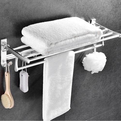 For sell Bathroom towel rack wall hanging free punching bathroom bathroom rack folding towel rack