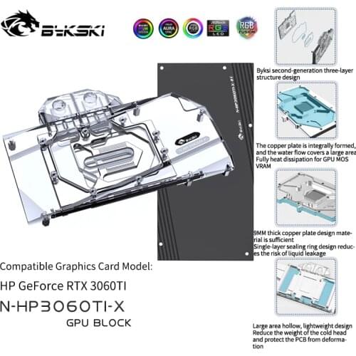 Bykski Gpu Water Block Use for Colorful Battle-Ax RTX3070Ti 8G Video /GPU Card / Copper Cooling Radiator RGB SYNC / N-HP3060TI-X