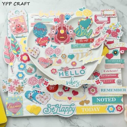 YPP CRAFT 65pcs Be Happy Cardstock Die Cuts for Scrapbooking Happy Planner/Card Making/Journaling Project