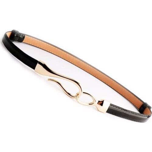 Woman Belts PU Patent Leather Dress Belt Thin Adjust Waistbands Red Bright Gold Big Buckle Girls Fashion Accessories For Women