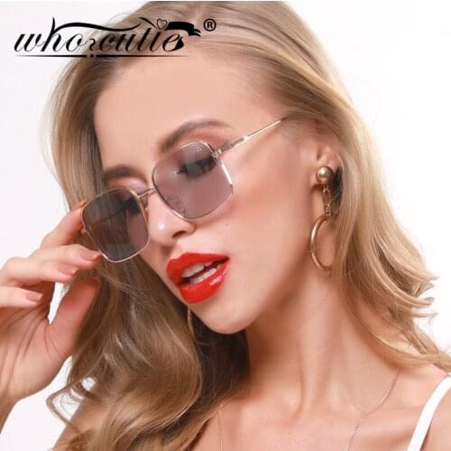 WHO CUTIE Women Sunglasses Brand Designer 2020 Trendy Metal Square Frame Tint Lens Cool 90s Stylish Sun Glasses Female S274