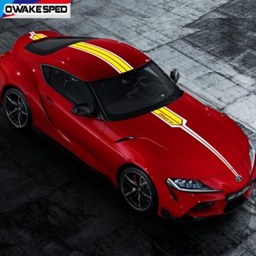 1 Set Car Hood Roof Tail Sticker Auto Bonnet Engine Cover Decor Vinyl Decals Racing Sport Stripes For-Toyota SUPRA