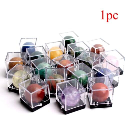 1PC 28-30mm Natural Amethyst Obsidian Crystal Ball Sphere Gemstone Quartz Globe Exhibition with Box Healing Home decor