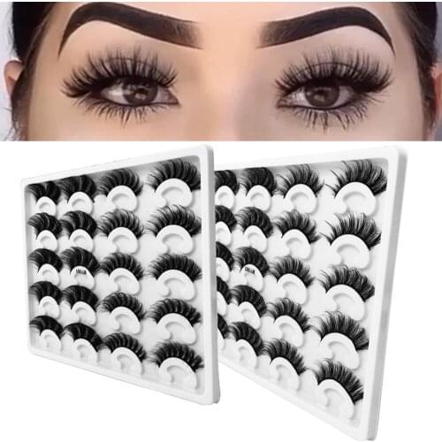 10Pairs 15-25mm 8D Mink Hair False Eyelashes Long Natural Fluffy Messy Lashes Handmade Eyelashes Fashion Trend Eye Makeup Tools