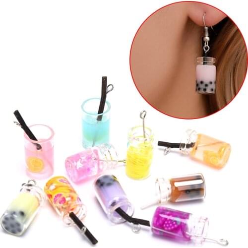 10pcs/lot Unique Bottle Design Charms Resin Pearl Milk Tea Bottle Pendants Earring Charms For Jewelry Accessories Fashion