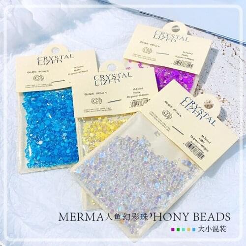 1440PCS 3d Ab Nail Rhinestones Cross-Border Hot-Selling Mermaid Mocha Pearl Aurora Transparent Crystal Nail Art Decoration