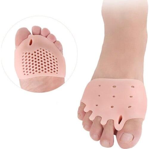 2pcs Forefoot Pads Five-hole Honeycomb Toe Separator Soft Gel Pain Relief Insoles Toe Straightener Orthodontic Foot Toe Braces