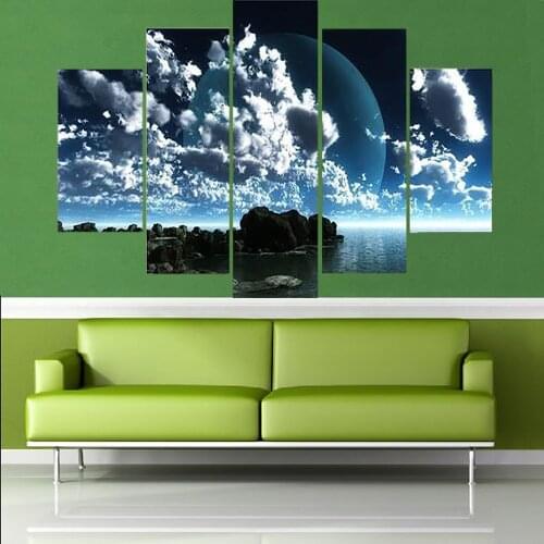 5 Piece Wall Art Canvas Modern Seascape Poster Modern Home Decorative Framework living Room Bedroom Modular Pictures