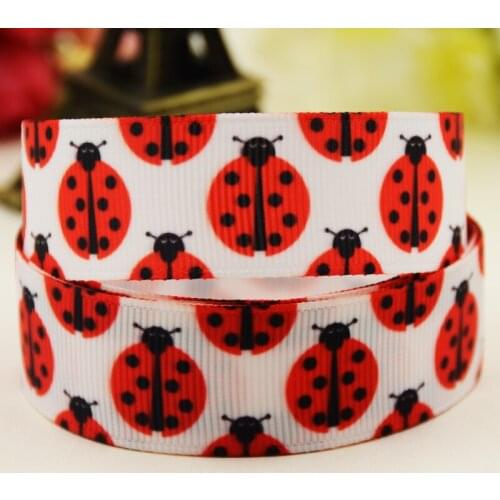 22mm 25mm 38mm 75mm ladybug Cartoon printed Grosgrain Ribbon party decoration 10 Yards X-02956