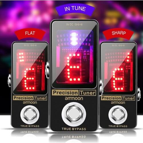 Ammoon Precision Chromatic Tuner Pedal Large LED Display Full Metal Shell with True Bypass for Guitar Bass