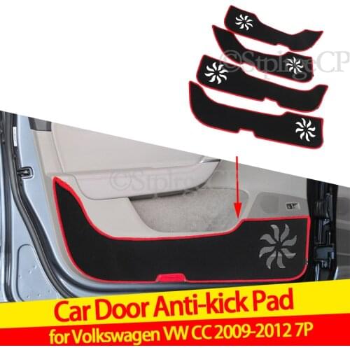 Door anti-kick pad door protection pad door panel cover pad car door sticker For Volkswagen VW CC 2009 2010 2011 2012 7P Black