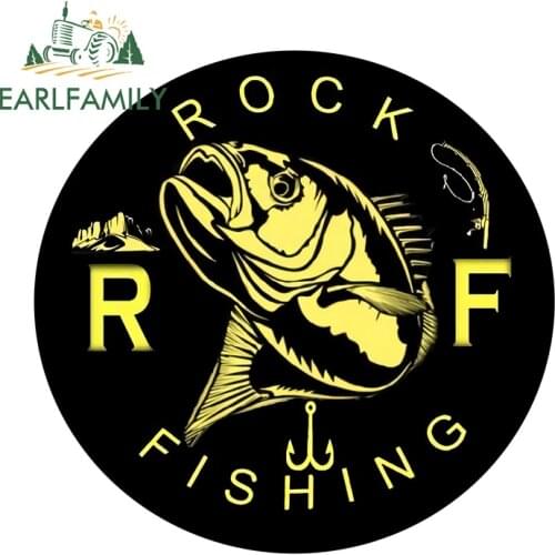 EARLFAMILY 13cm x 12.5cm for Rock Fishing Vinyl Car Stickers Surfboard Camper Decals Waterproof Sunscreen Car Door Protector