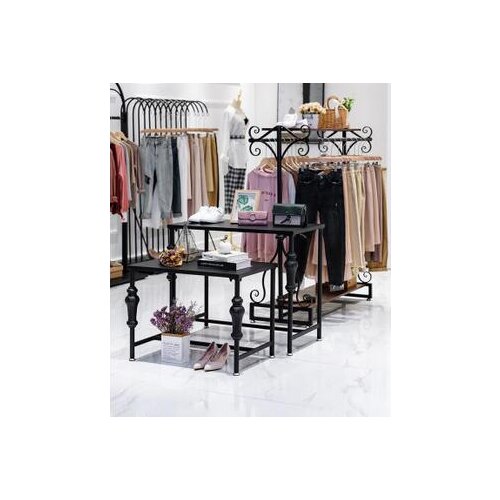 European combination mens and womens clothing store hanger display rack floor-type double row in the island shelf