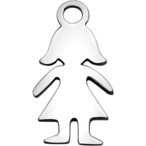 Fnixtar Lovely Girl Charm Stainless Steel Charms Pendant For Women Bracelet Necklace Jewelry Making Top Quality 20pcs/lot