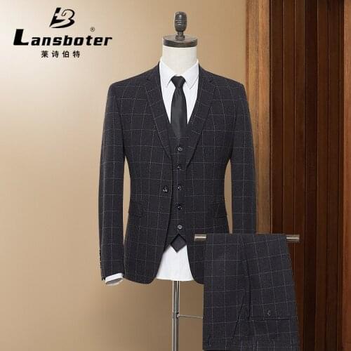 Suit Men Plaid Slim Fit Blazer Suit 2pc Set Male Wedding Party Blazer Man Formal Business Work Wear Suits Terno Masculino FS-187