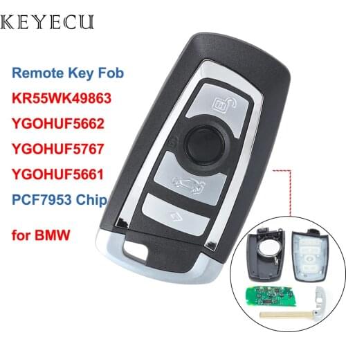 Keyecu Keyless Entry Car Remote Key Fob 4 Button 315MHz/433MHz/868MHz PCF7953/49 Chip for BMW F Series FEM / BDC CAS4 CAS4