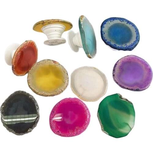 Crystal gemstone natural quartz colorful agate slices phone holder for gift