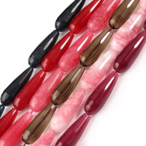 Natural Stone Faceted drop-shaped Round Loose Beads For Jewelry Making Handmade Diy Necklace Bracelet 10*30mm 15Inches Wholesale