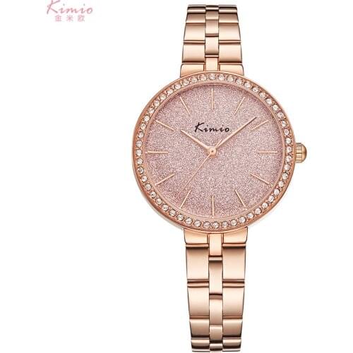 Round Case Shiny Diamonds Japan Movement Kimio Fashion Lady Watches