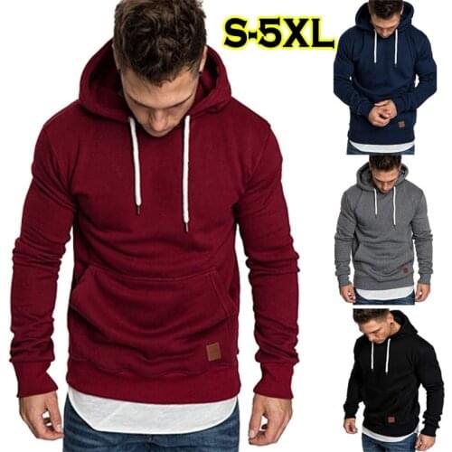 Men Casual Solid Hoodies Autumn Long Sleeve Hooded Male Sweatshirts Streetwear Oversize Fitness Sport Mens Pullover Tracksuits