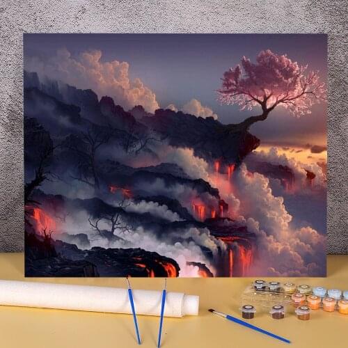 Flower Sakura Painting By Numbers Package Acrylic Paints 40*50 Picture By Numbers Photo Wall Paintings For Handicraft