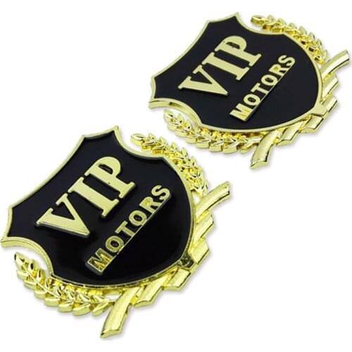 2PC VIP MOTORS Fender Side Car Sticker Metal Wheat Ear Modified Universal 3D Badge Emblem Decal Auto Accessories