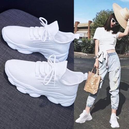 2021 Summer New INS All-Match Mesh Thin Hollow Breathable White Running Daddy Womens Sports Shoes