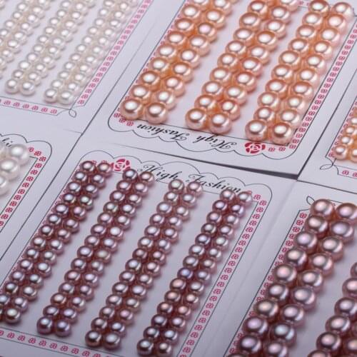Wholesale Hot 8-10mm Size Real Natural Freshwater Loose Pearls Bread Round Shape Half Drilled, 30pairs/lot