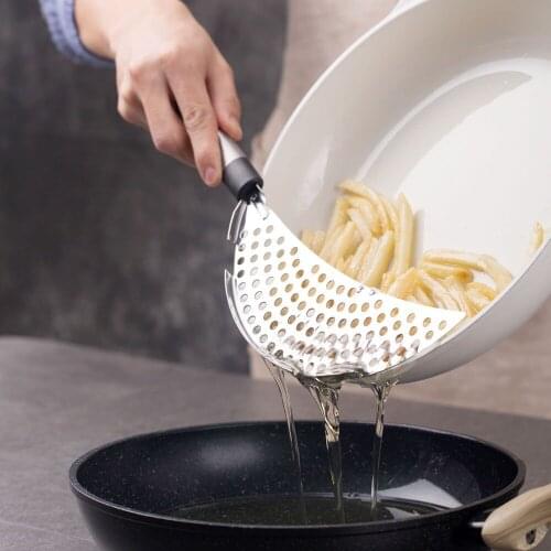 OTHERHOUSE Stainless Steel Pot Funnel Strainers Water Filters Drainer Pan Draining Sieve Handle Food Wash Colander Kitchen Tools