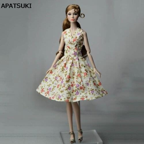 Floral Countryside Classical Dress For Barbie Doll Clothes Evening Dresses Clothes For Barbie Dolls Outfits 1/6 Doll Accessories