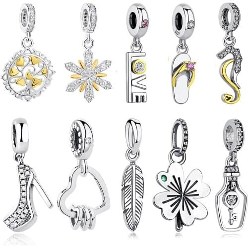 Authentic 925 Sterling Silver Beads Charm Fit Original Bracelet Snowflake Tree of Life Heart Pendant Beads DIY Jewelry