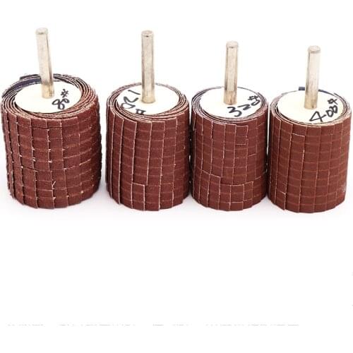 6mm Shank Sand Paper Shutter Wheel 50mm Emery Cloth Polishing Grinding Wheel Wood Carving Metal Polishing Head 150# 240# 320