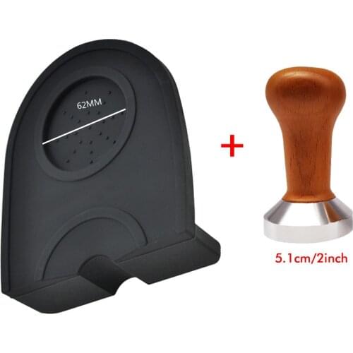 Espresso Coffee Tamper for Barista Flat Steel Base Coffee Bean Press Coffee Grind 51mm Silicone Mat