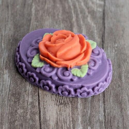 Silicone Soap Mold Handmade Oval with Flower Pattern Mould