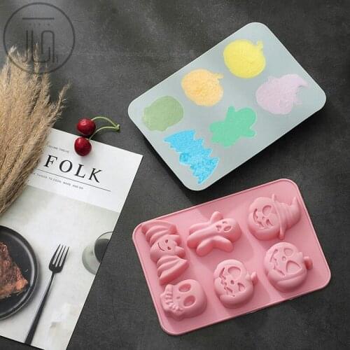 Silicone 6 Hole Cake Chocolate Ice Cube Candy 3D Halloween Character DIY Mold Kitchen Baking Tool Mold