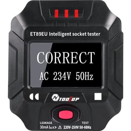 Socket tester Outlet Voltage Meters Intelligent Frequency RCD Tester 90-250V Meters Intelligent Detection Display Voltage