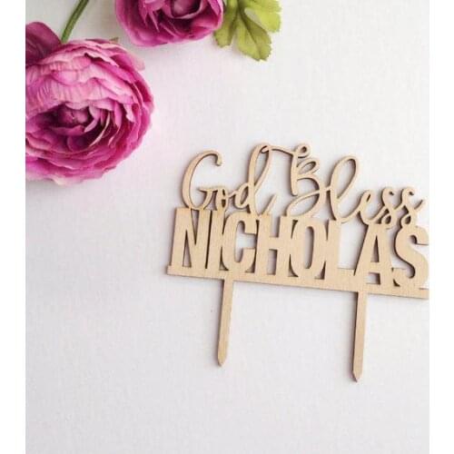 Communion Cake Topper, Religious Cake Topper, Wood Topper.Custom God Bless Cake Topper, Baptism Cake Topper, Christening Cake To