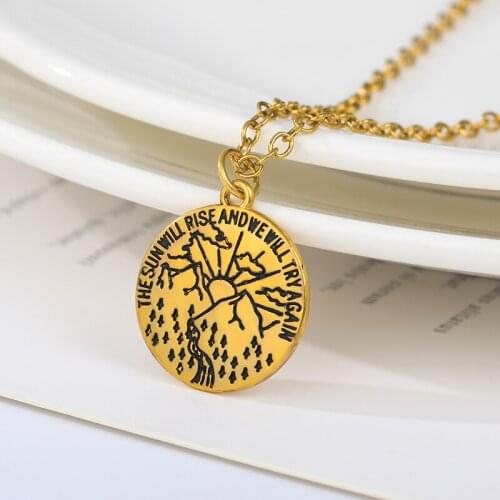 Trendy Style Sun Fall and Rise Sunburst Round Pendant Necklace For Women Gold Color Fashion Punk Jewelry Best Friends Gifts