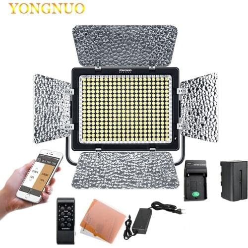 Yongnuo yn320 profissional on-camera led app luz de vídeo controle 5500k com u-tipo suporte para canon nikon sony dslr